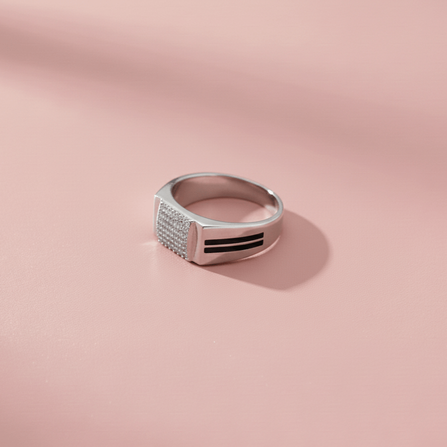 Black Accent Square Men’s Ring - Kivara jewels