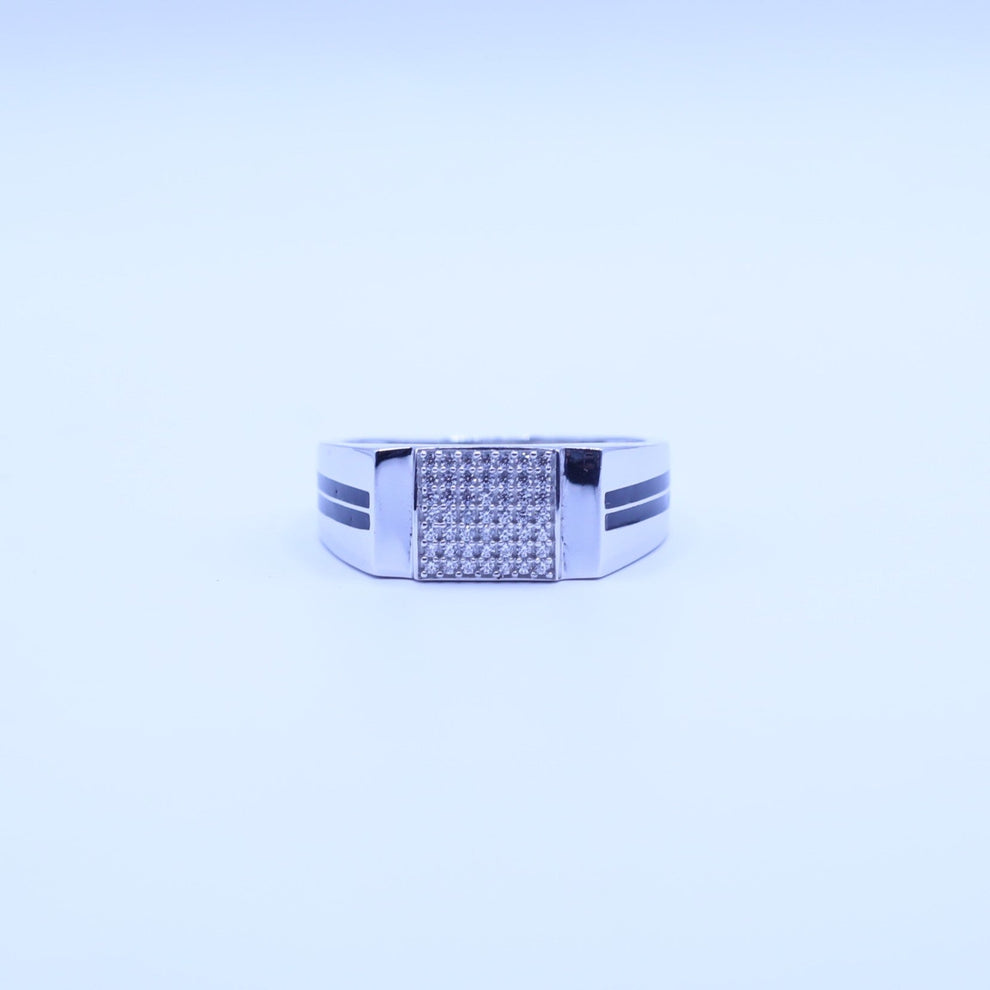 Black Accent Square Men’s Ring - Kivara jewels