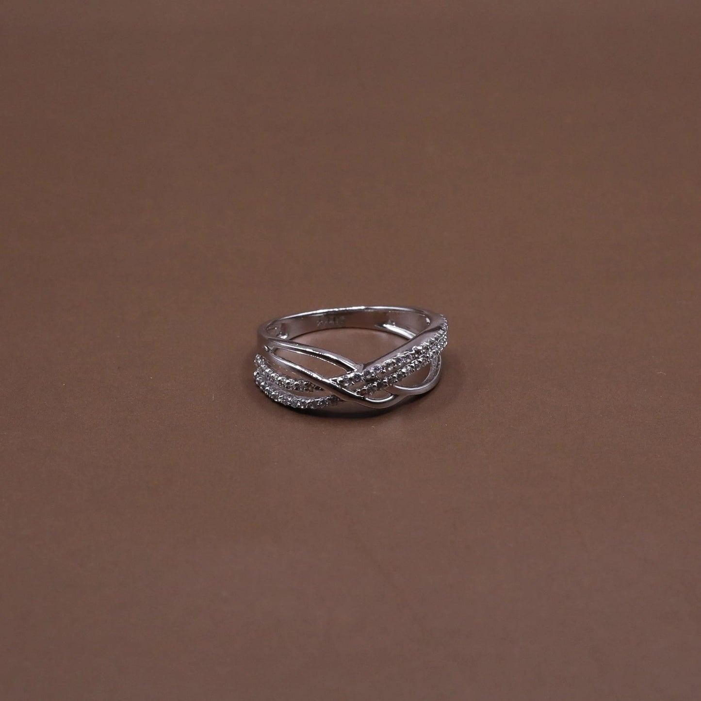 Crossover Ring with Sparkling Accents - Kivara jewels
