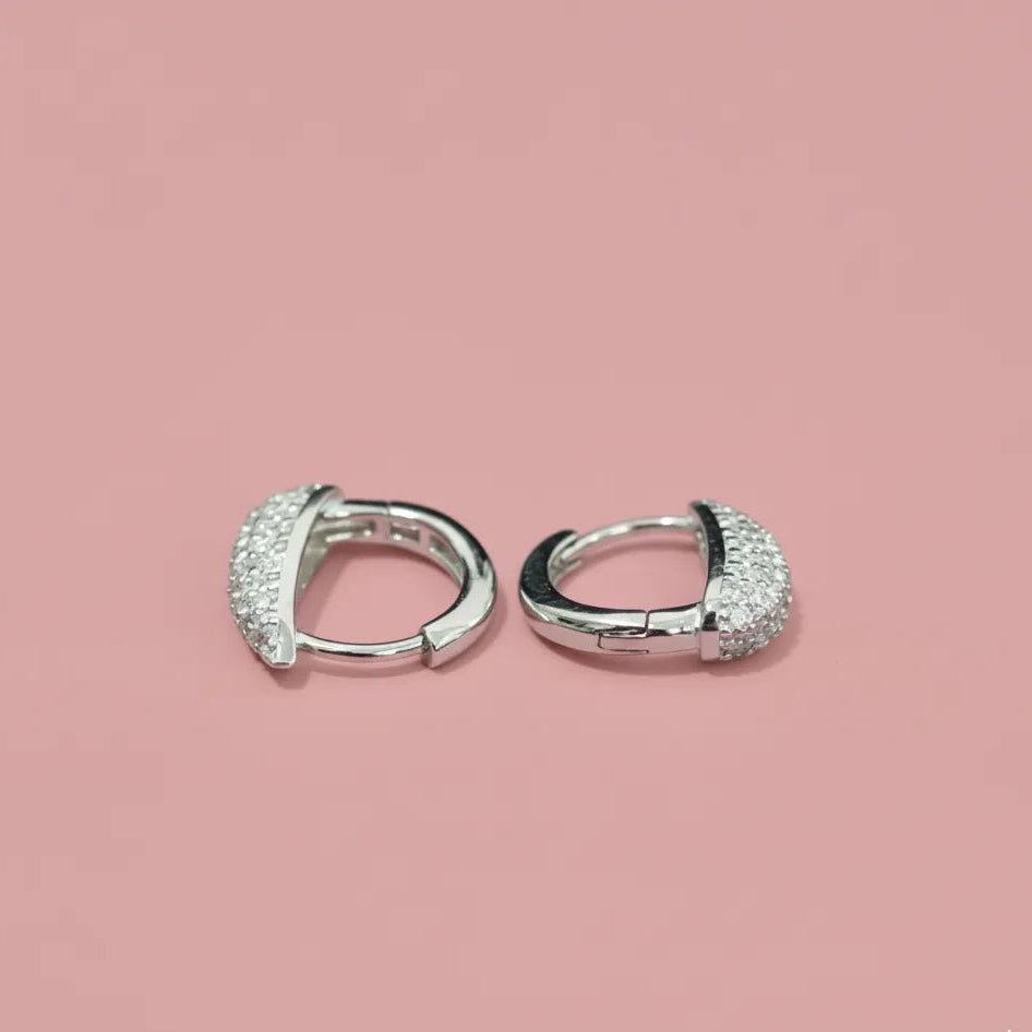 Dazzling Pavé Diamond Huggie Hoop Earrings - Kivara jewels