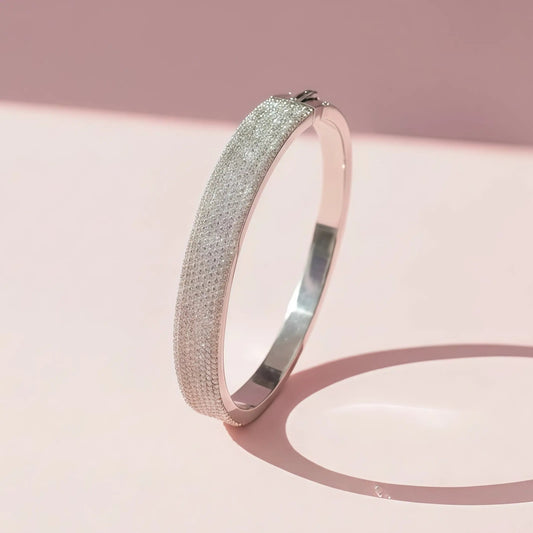 Pave Diamond Silver Bracelet - Kivara jewels