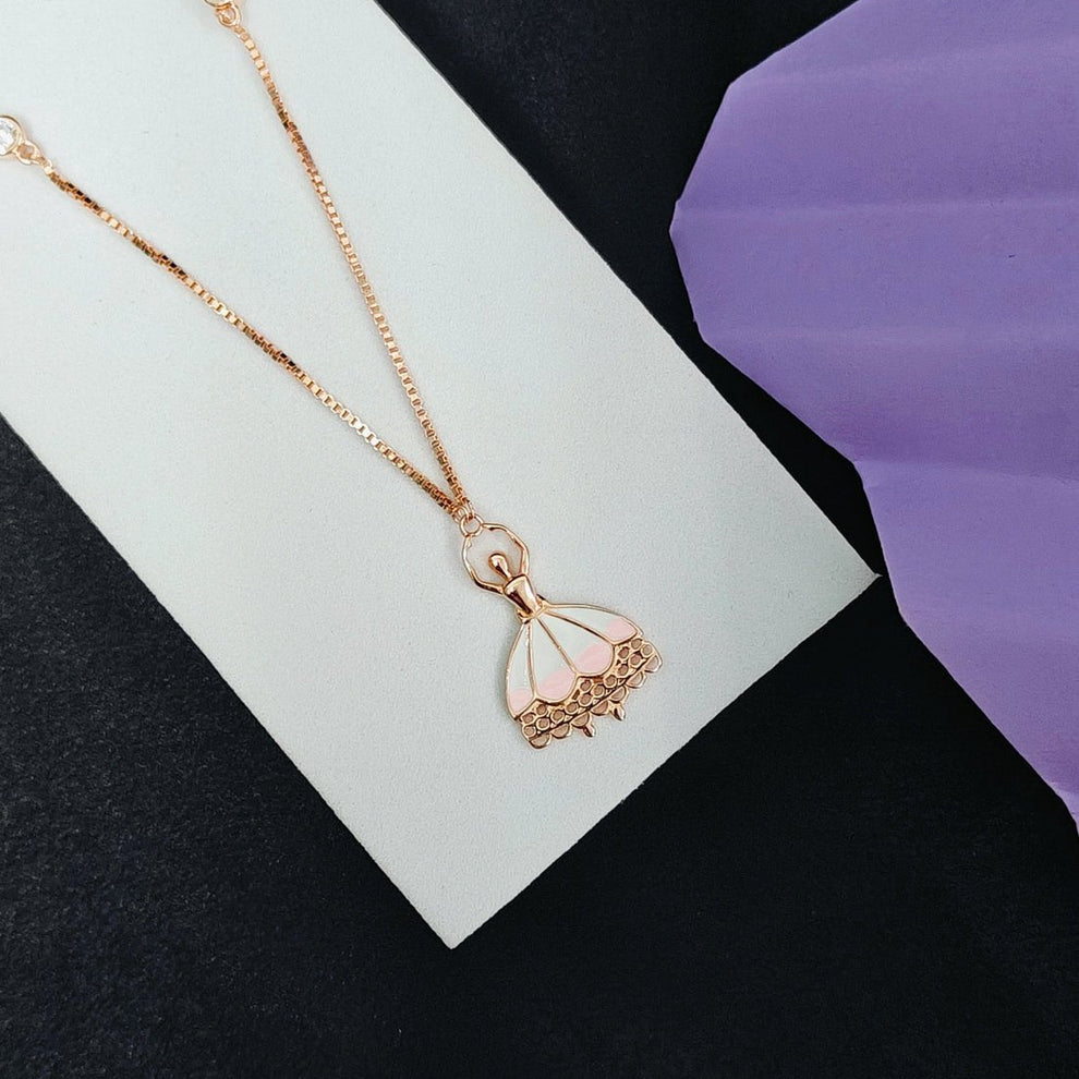 Rose Gold Ballerina Pendant Necklace - Kivara jewels