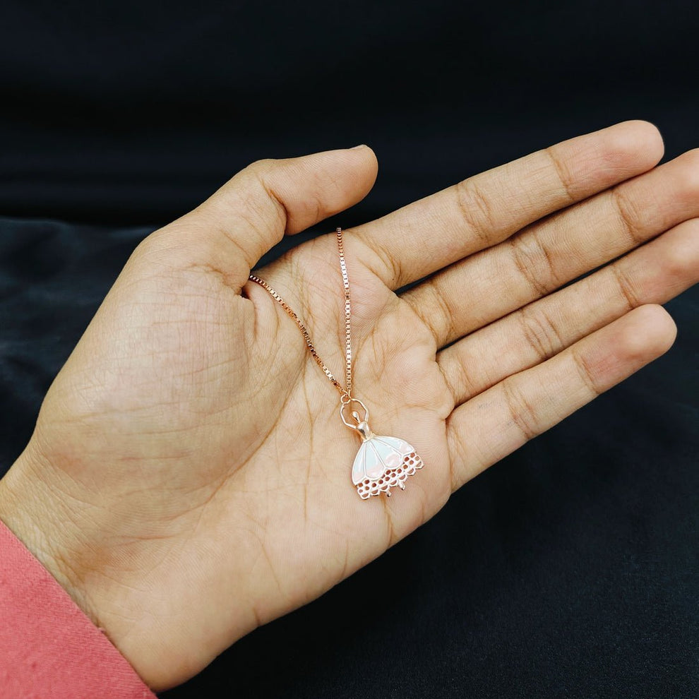 Rose Gold Ballerina Pendant Necklace - Kivara jewels