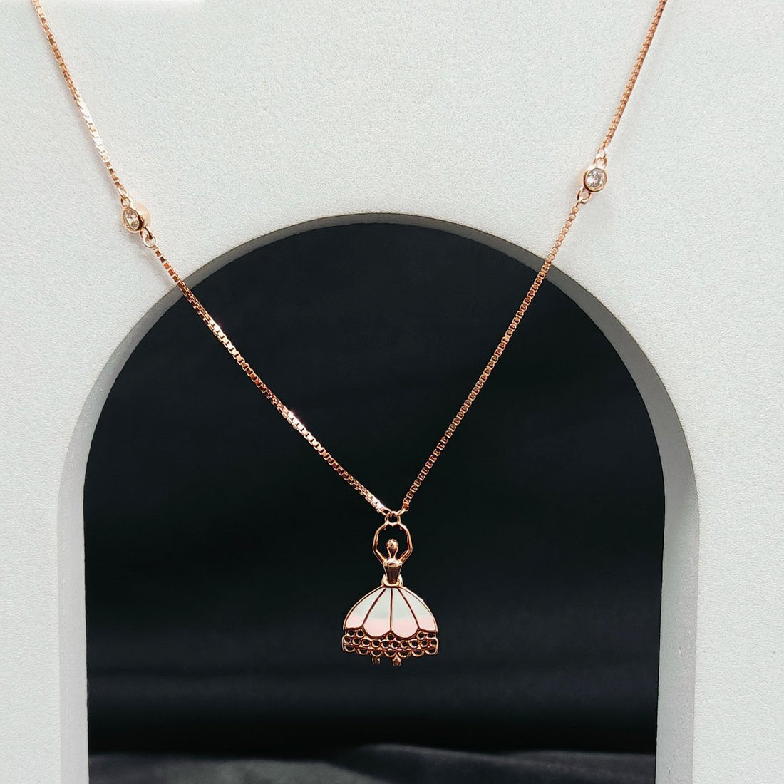 Rose Gold Ballerina Pendant Necklace - Kivara jewels