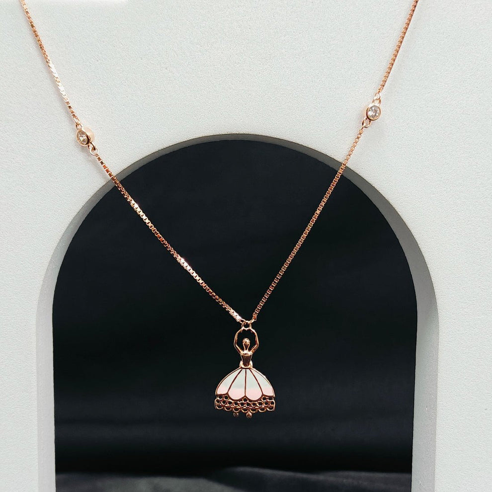 Rose Gold Ballerina Pendant Necklace - Kivara jewels