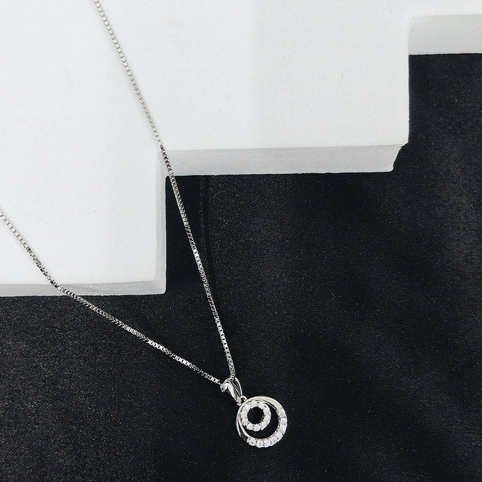 Sparkling Double Circle Pendant Necklace - Kivara jewels