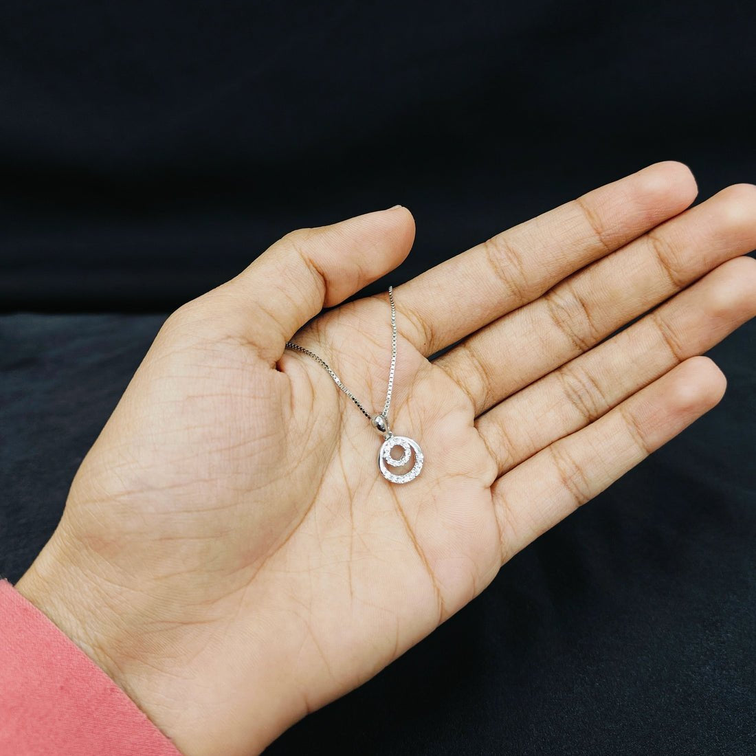 Sparkling Double Circle Pendant Necklace - Kivara jewels