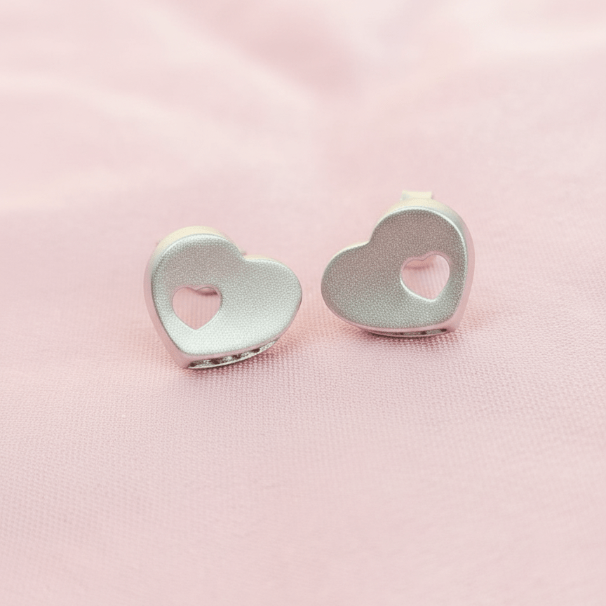 Sparkling Pavé Diamond Heart Stud Earrings - Kivara jewels