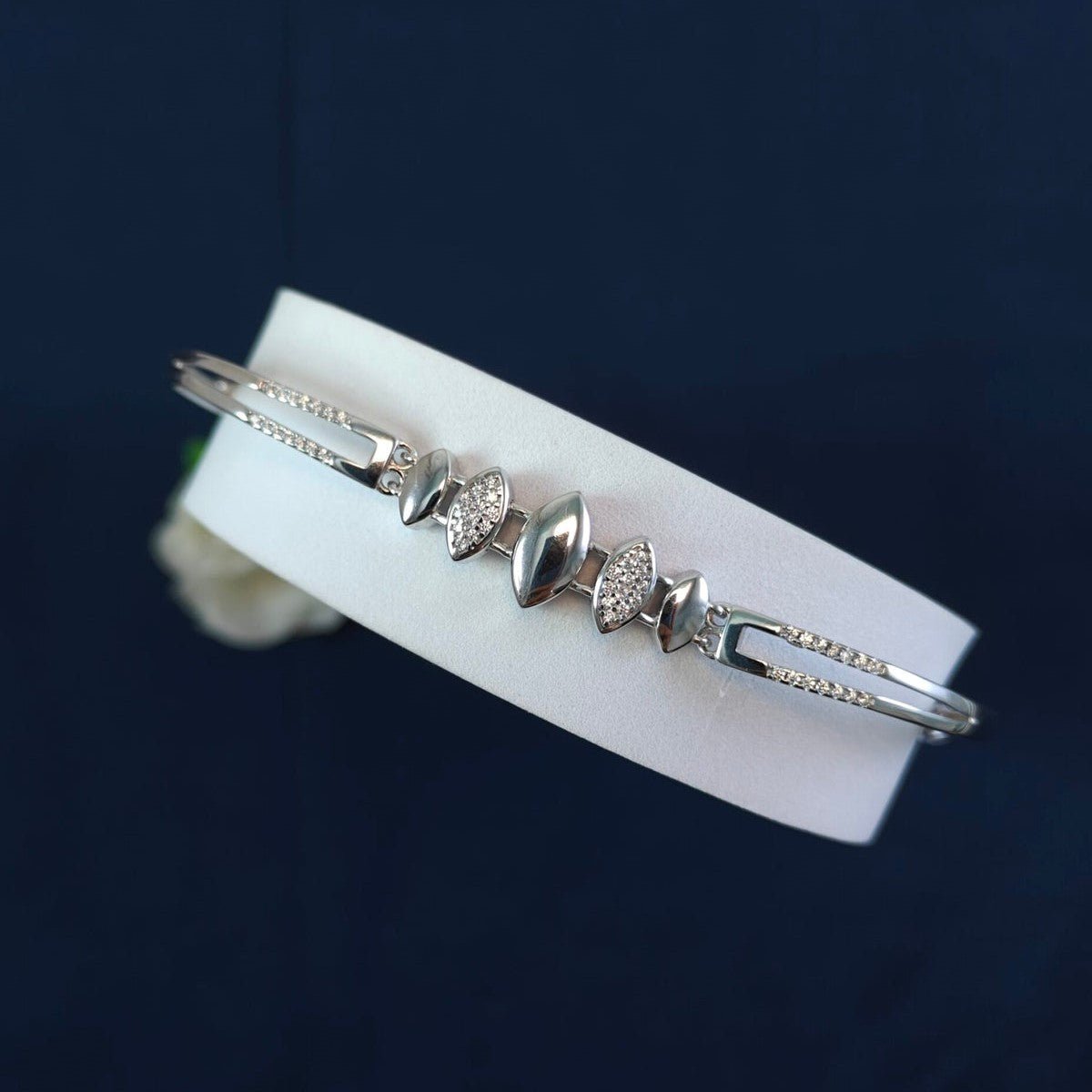 Sterling Silver Pave Link Bracelet with CZ Stones - Kivara jewels