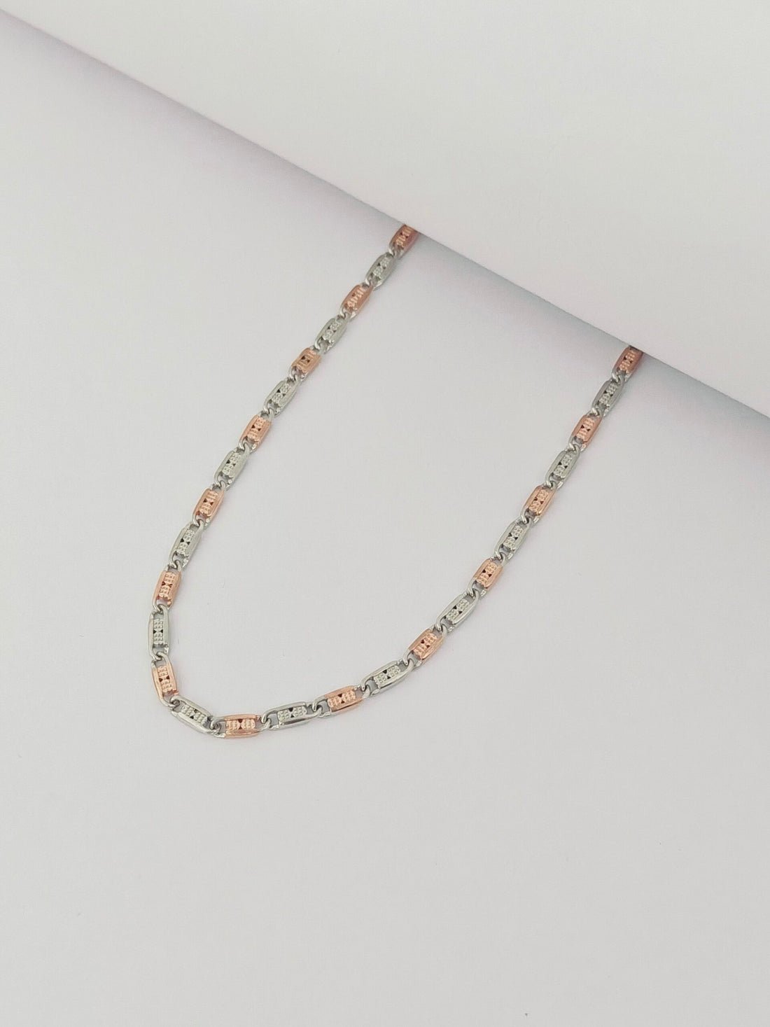 Two - Tone Silver & Rose Gold Gents Chain - Kivara jewels