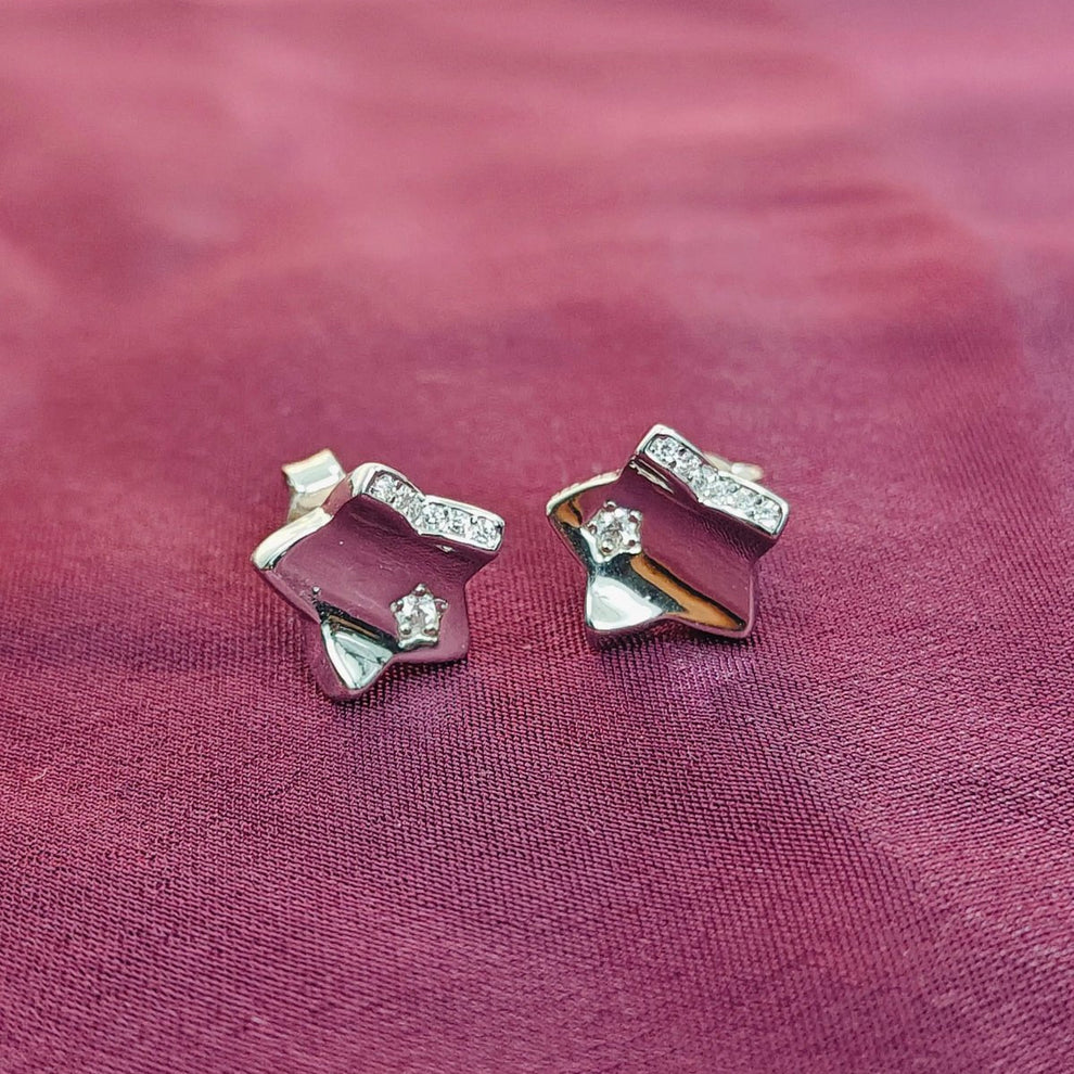 Two - Tone Star Stud Earrings - Kivara jewels