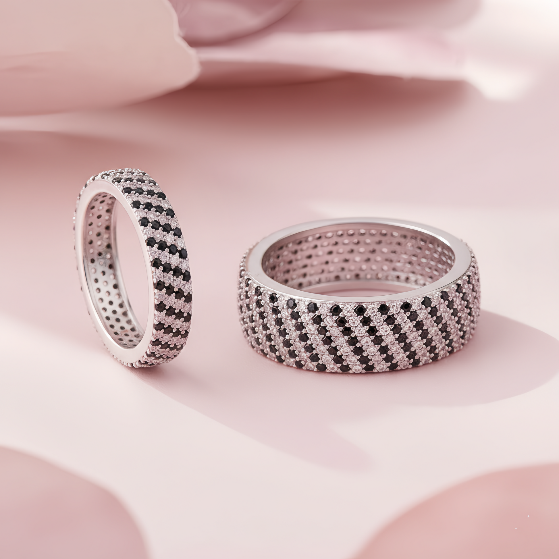 Sterling silver couple rings by Kivara Jewels, featuring smooth polished bands suitable for romantic gift or everyday wear