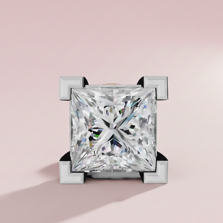 Princess cut diamond in a mussitate 