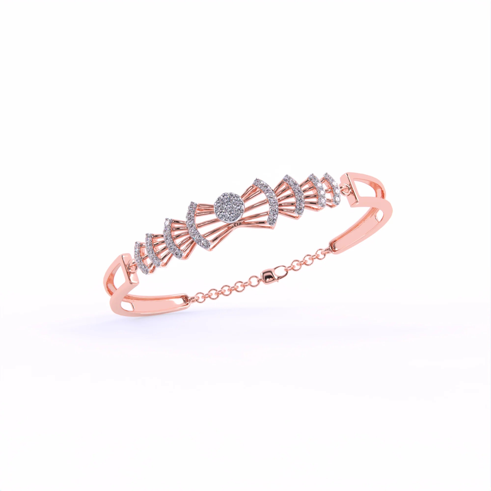 Rose Gold Bow Charm Diamond Bracelet