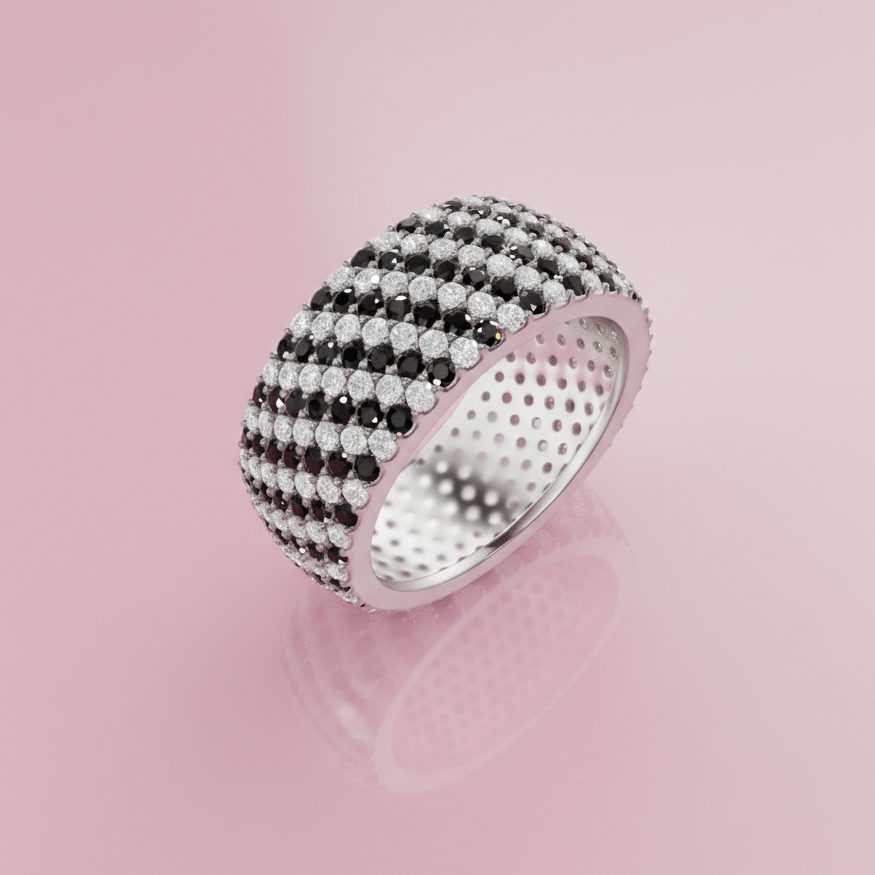 Black & White band Ring - Kivara jewels