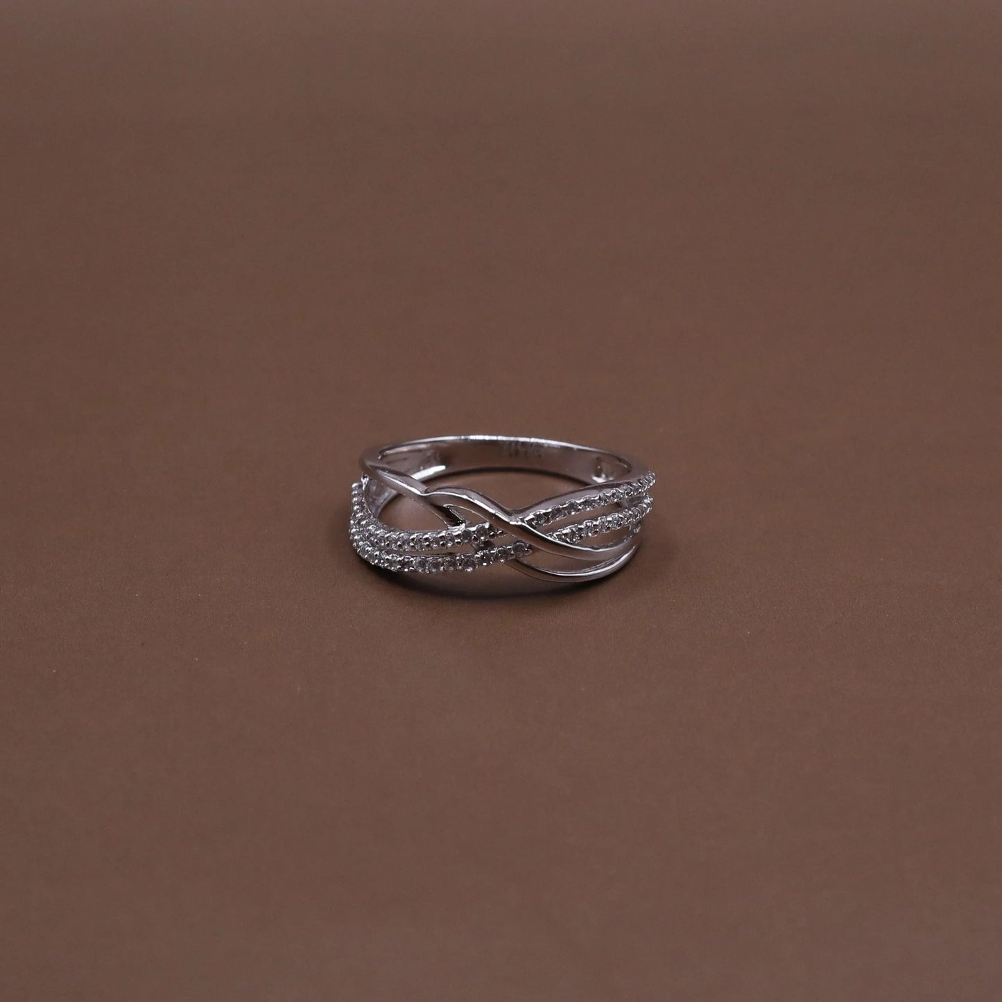 Crossover Ring with Sparkling Accents - Kivara jewels