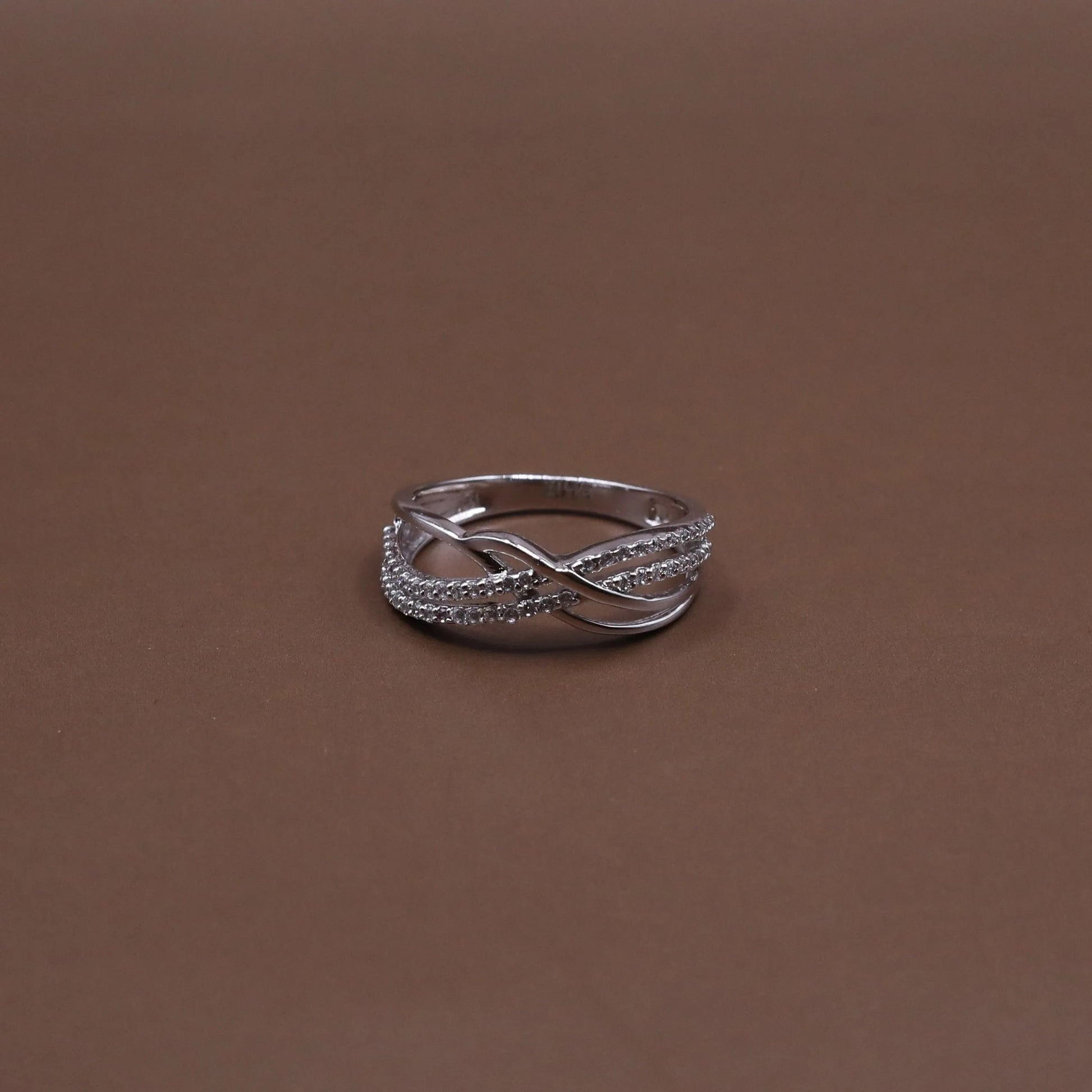 Crossover Ring with Sparkling Accents - Kivara jewels