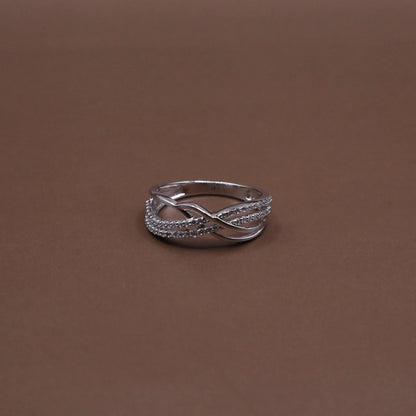 Crossover Ring with Sparkling Accents - Kivara jewels