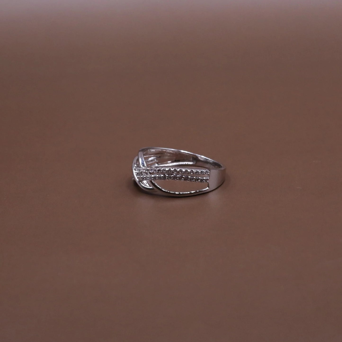 Crossover Ring with Sparkling Accents - Kivara jewels