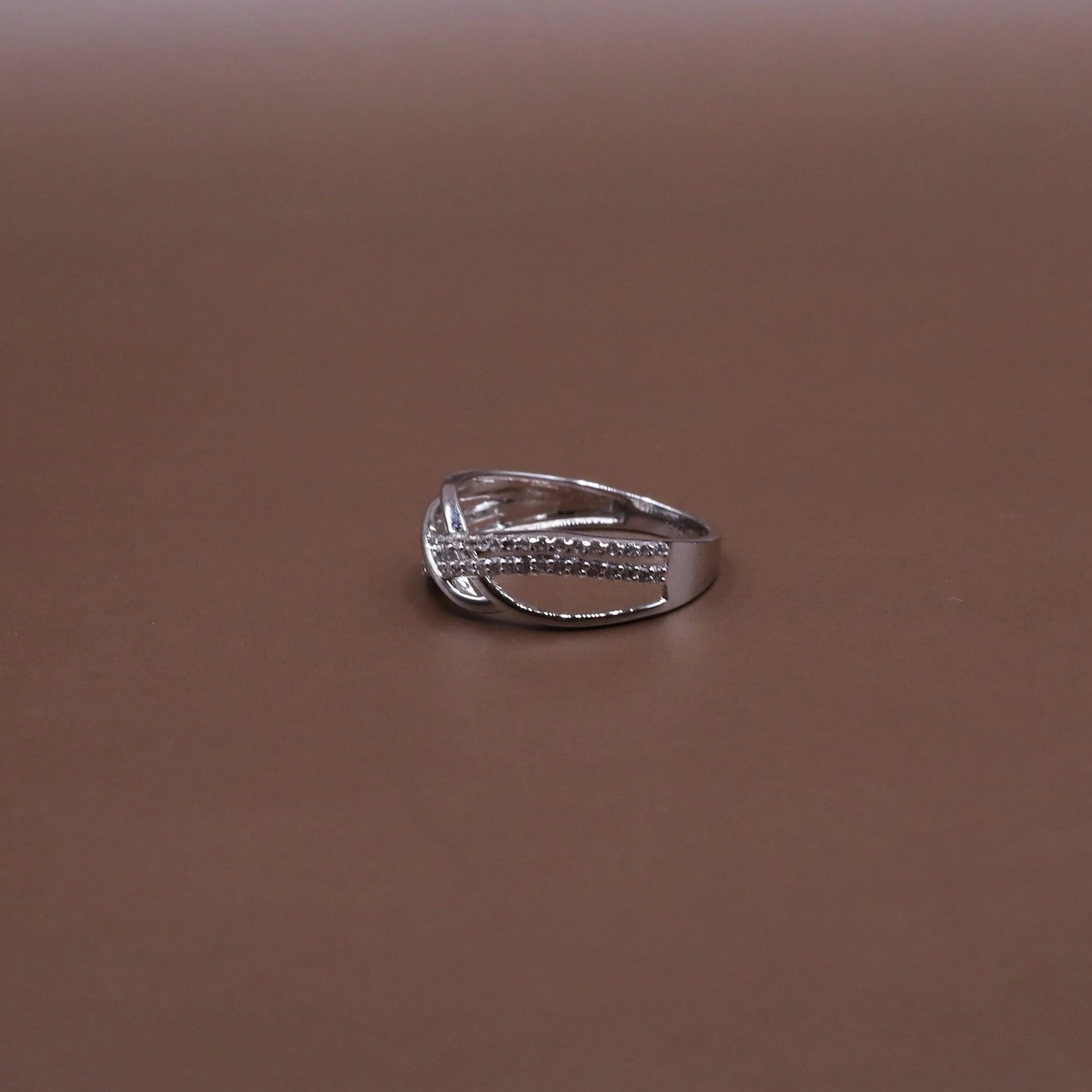 Crossover Ring with Sparkling Accents - Kivara jewels