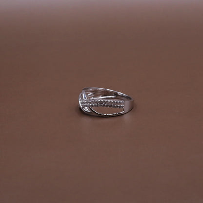 Crossover Ring with Sparkling Accents - Kivara jewels
