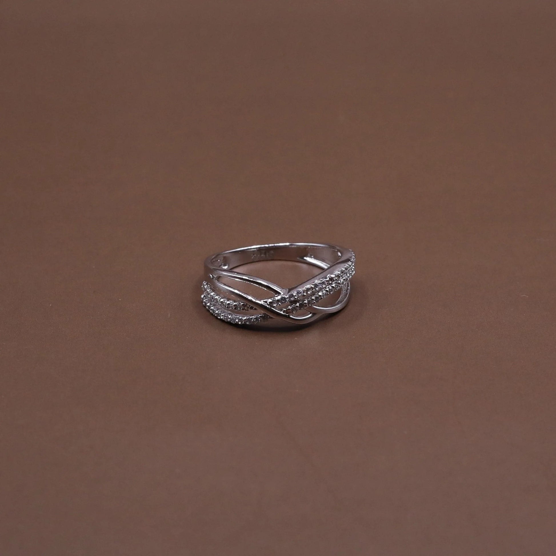 Crossover Ring with Sparkling Accents - Kivara jewels