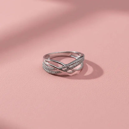Crossover Ring with Sparkling Accents - Kivara jewels