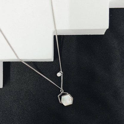 Elegant Hexagon Mother of Pearl Necklace - Kivara jewels