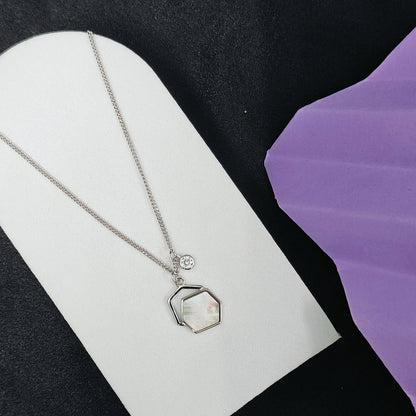 Elegant Hexagon Mother of Pearl Necklace - Kivara jewels