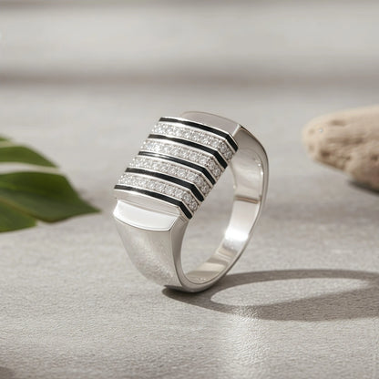 Stylish men’s ring with four-line stone detailing kivara jewels 