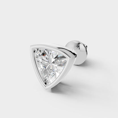 Trillion-cut diamond earring on a light gray background new stud for  man
