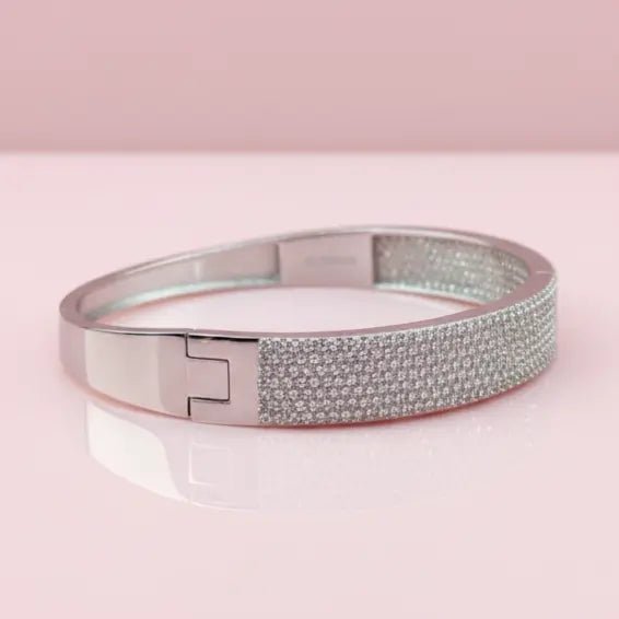 Pave Diamond Silver Bracelet - Kivara jewels