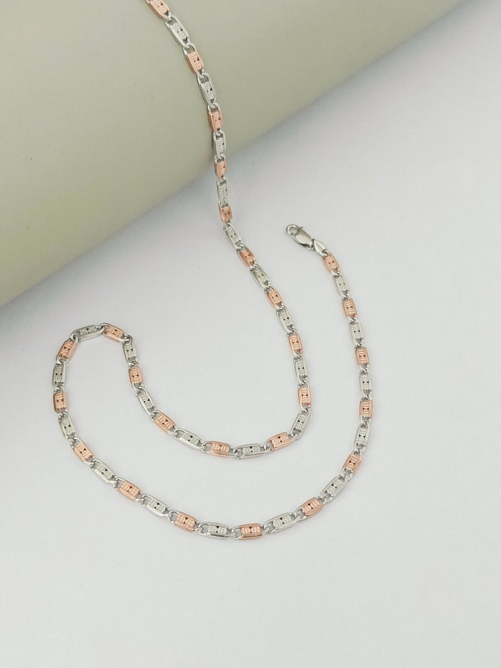 Two-Tone Silver & Rose Gold Gents Chain b11pg5-jk.myshopify.com
