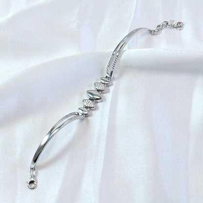 Sterling Silver Pave Link Bracelet with CZ Stones - Kivara jewels