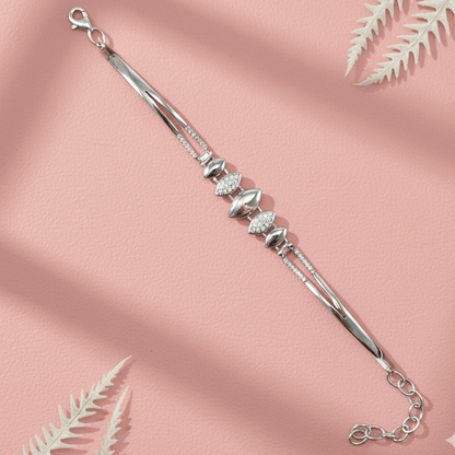 Sterling Silver Pave Link Bracelet with CZ Stones - Kivara jewels