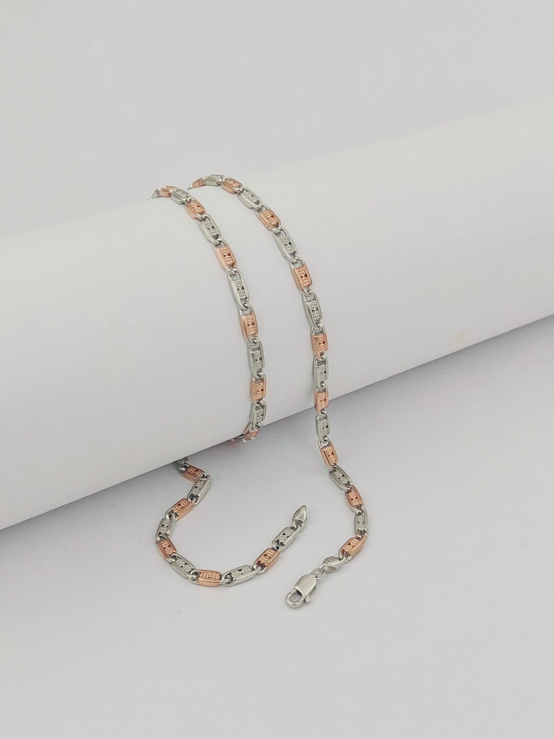 Two - Tone Silver & Rose Gold Gents Chain - Kivara jewels