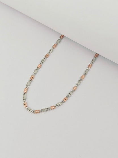 Two - Tone Silver & Rose Gold Gents Chain - Kivara jewels