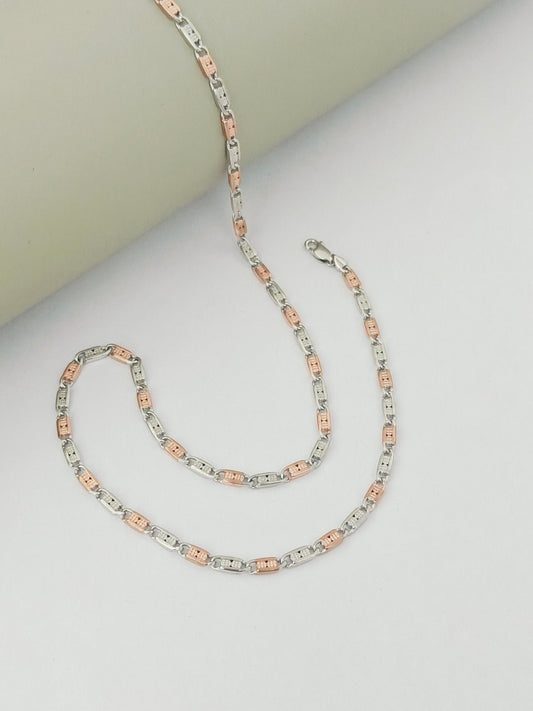 Two - Tone Silver & Rose Gold Gents Chain - Kivara jewels