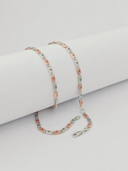 Two - Tone 'X' Link Chain Necklace - Kivara jewels
