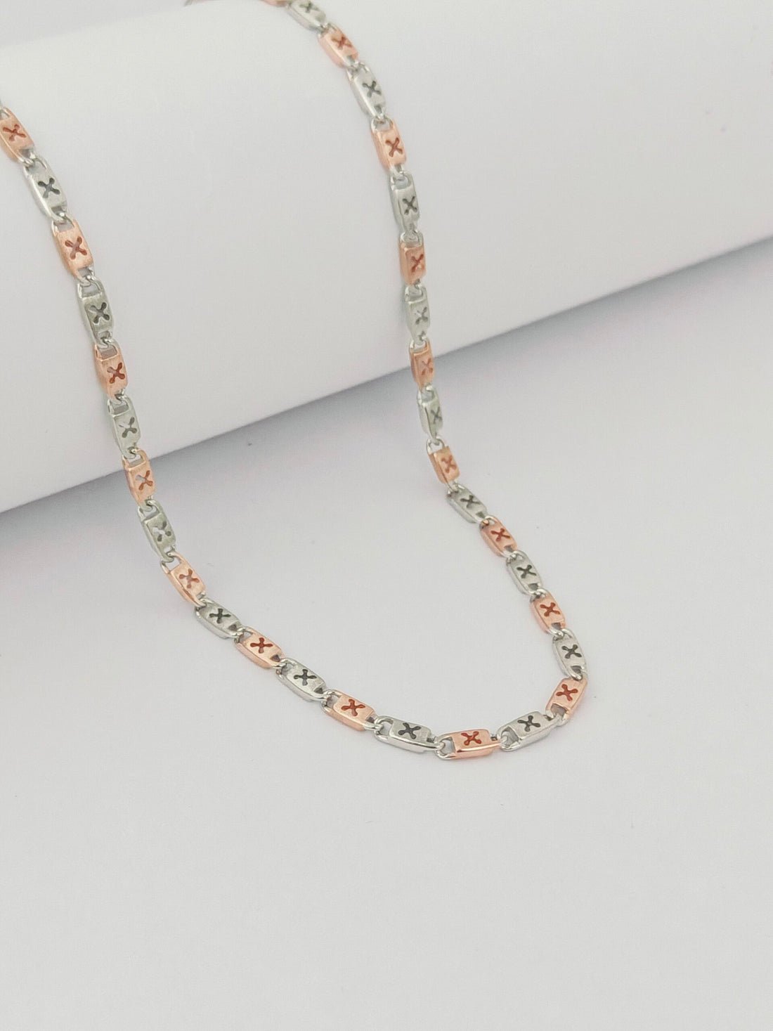 Two - Tone 'X' Link Chain Necklace - Kivara jewels