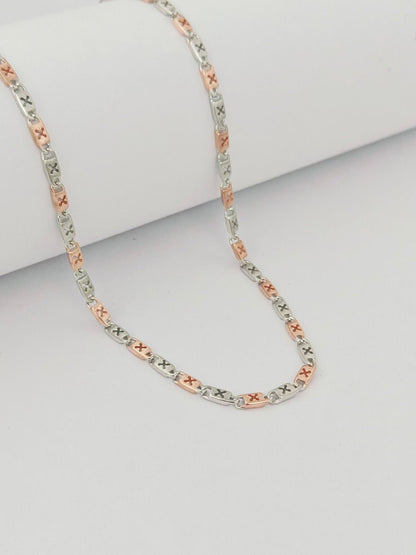 Two - Tone 'X' Link Chain Necklace - Kivara jewels