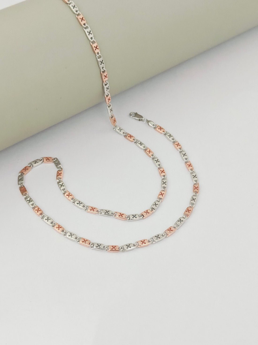 Two - Tone 'X' Link Chain Necklace - Kivara jewels